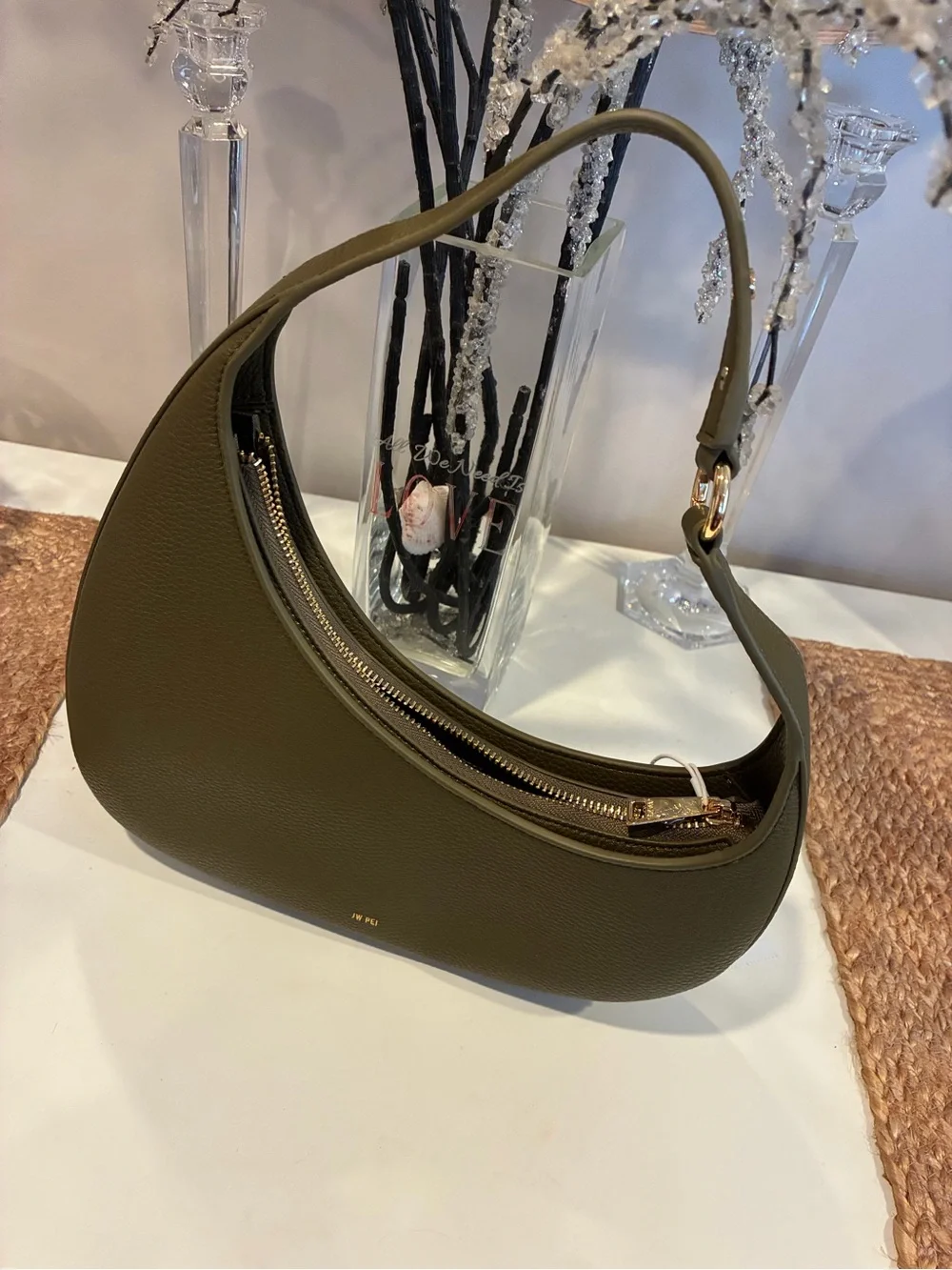 JW PEI Olive Hobo Shoulder Bag with Gold Hardware